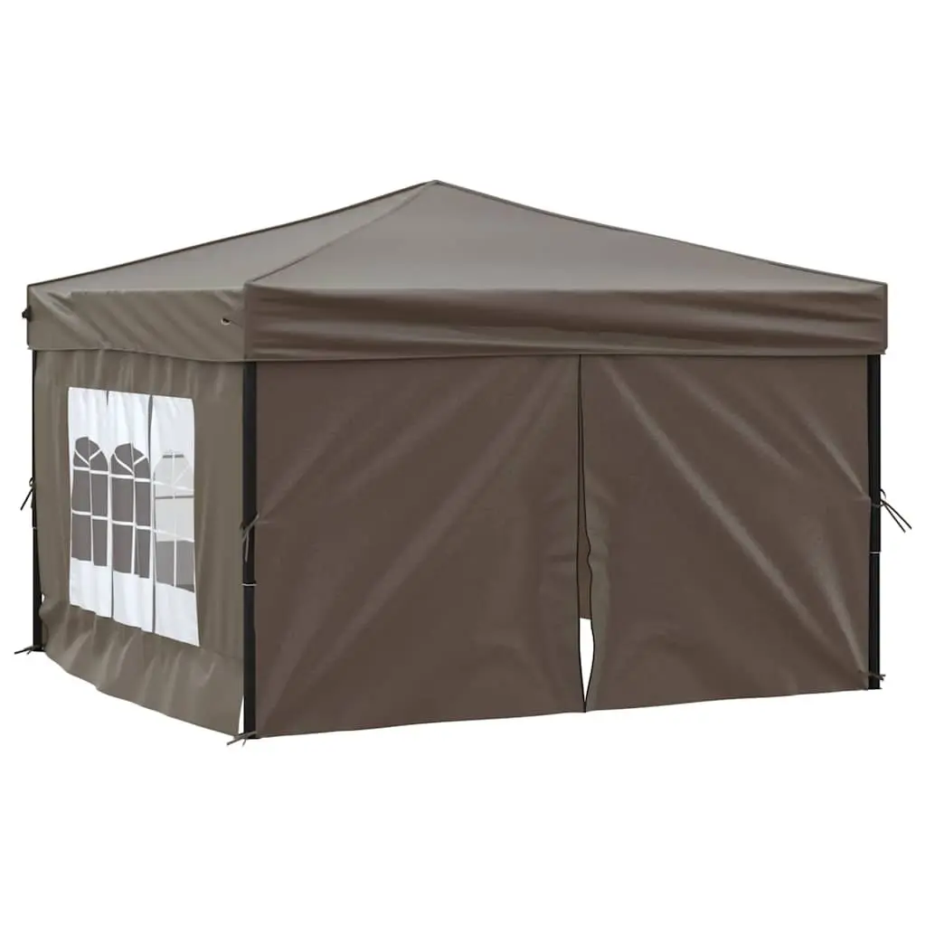 Folding Party Tent Taupe 3x3m Waterproof with Sidewalls