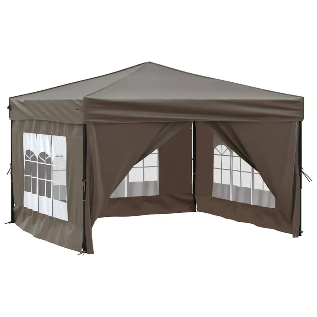 Folding Party Tent Taupe 3x3m Waterproof with Sidewalls