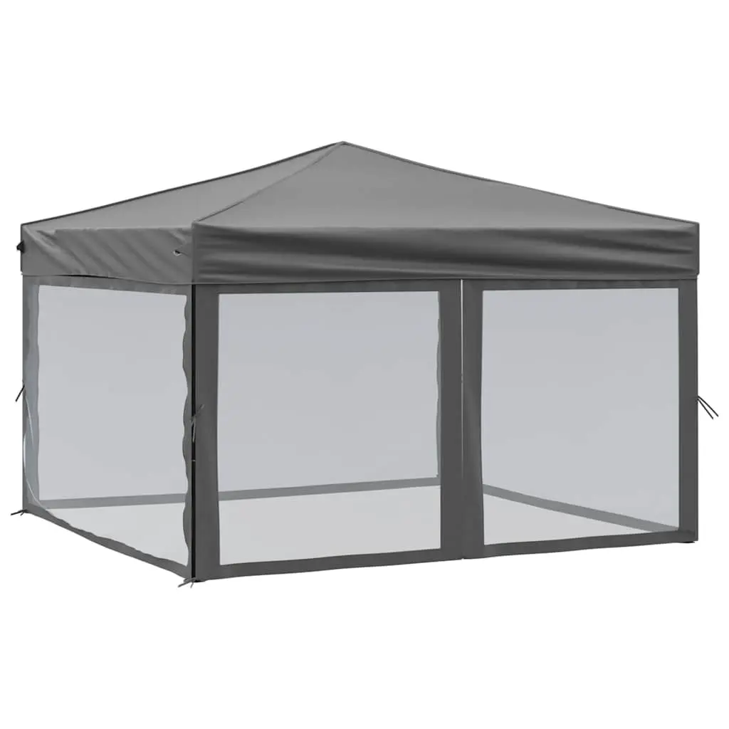 Folding Party Tent Anthracite 3x3m with Sidewalls and Door Panels for Outdoor Events