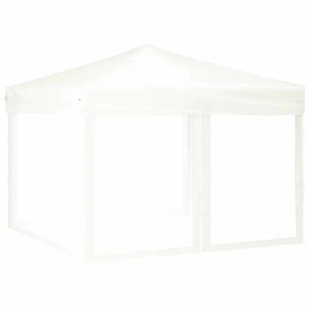 Folding Party Tent White 3x3m Outdoor Canopy with Sidewalls for Camping Events