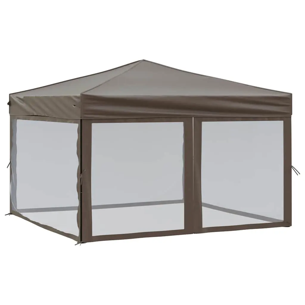 Folding Party Tent Taupe 3x3m Outdoor Canopy Gazebo with Sidewalls