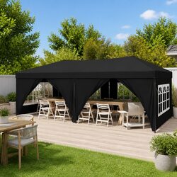 Folding Party Tent Black 3x6 m for Easy Setup