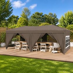Compact and Sturdy Folding Party Tent 3x6m in Taupe