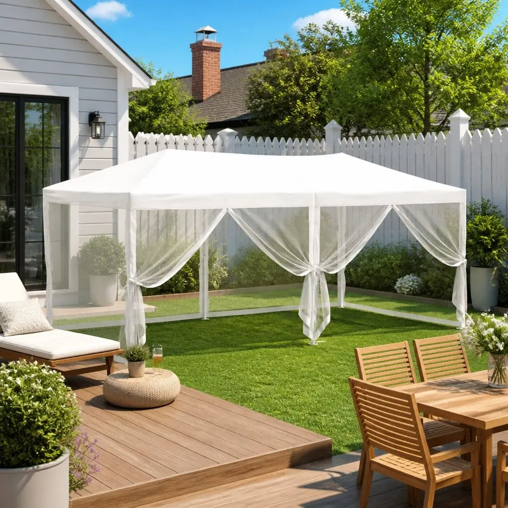 Folding Party Tent White 3x6m Outdoor Canopy with Sidewalls