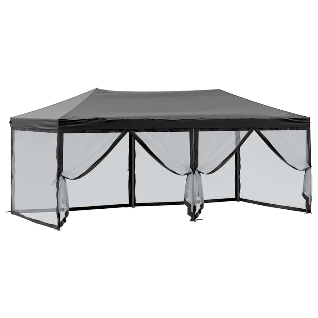 Folding Party Tent Black 3x6m Outdoor Canopy with Sidewalls