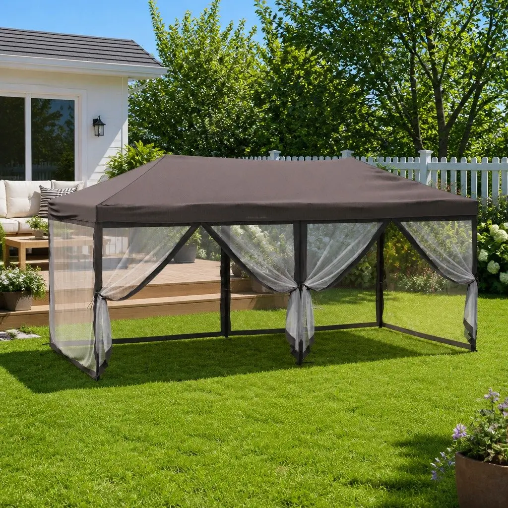 Folding Party Tent Taupe 3x6 m Outdoor Canopy Gazebo with Sidewalls