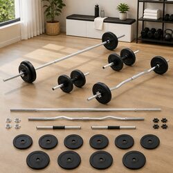 Barbell and Dumbbell Set 30kg Free Weights Home Gym Training Exercise Equipment
