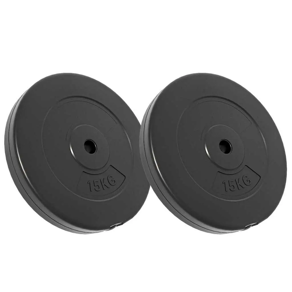 Weight Plates Black 30 kg Durable Cement Core Floor-Friendly Plastic Covering
