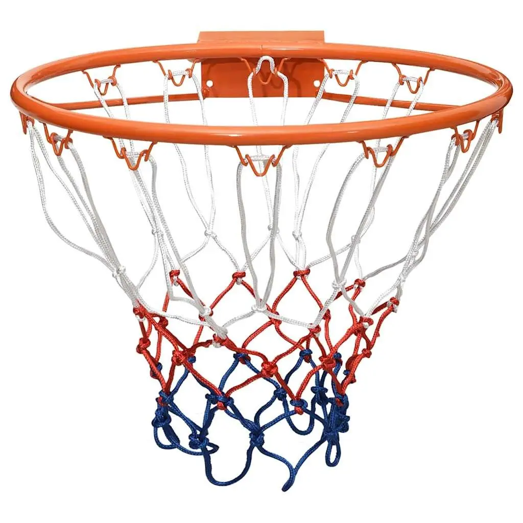 Basketball Rim Orange 39cm Wall-Mounted Steel Frame Nylon Net Indoor Outdoor