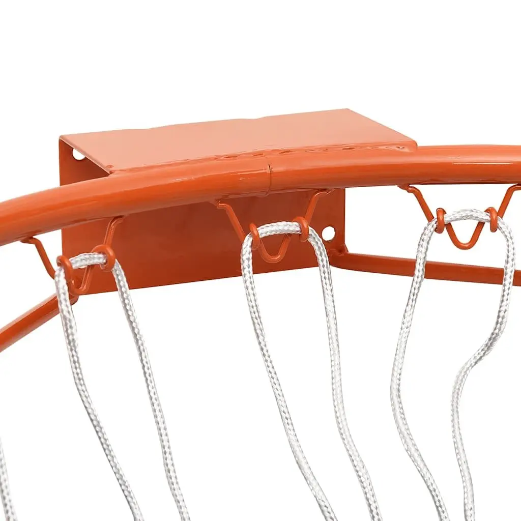 Basketball Rim Orange 39cm Wall-Mounted Steel Frame Nylon Net Indoor Outdoor