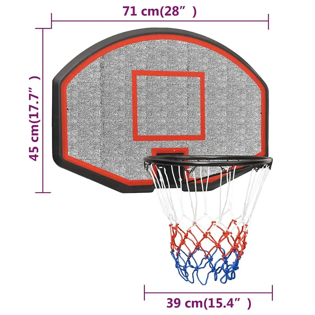 Basketball Backboard Black 71x45cm Wall-Mounted Outdoor Indoor Practice