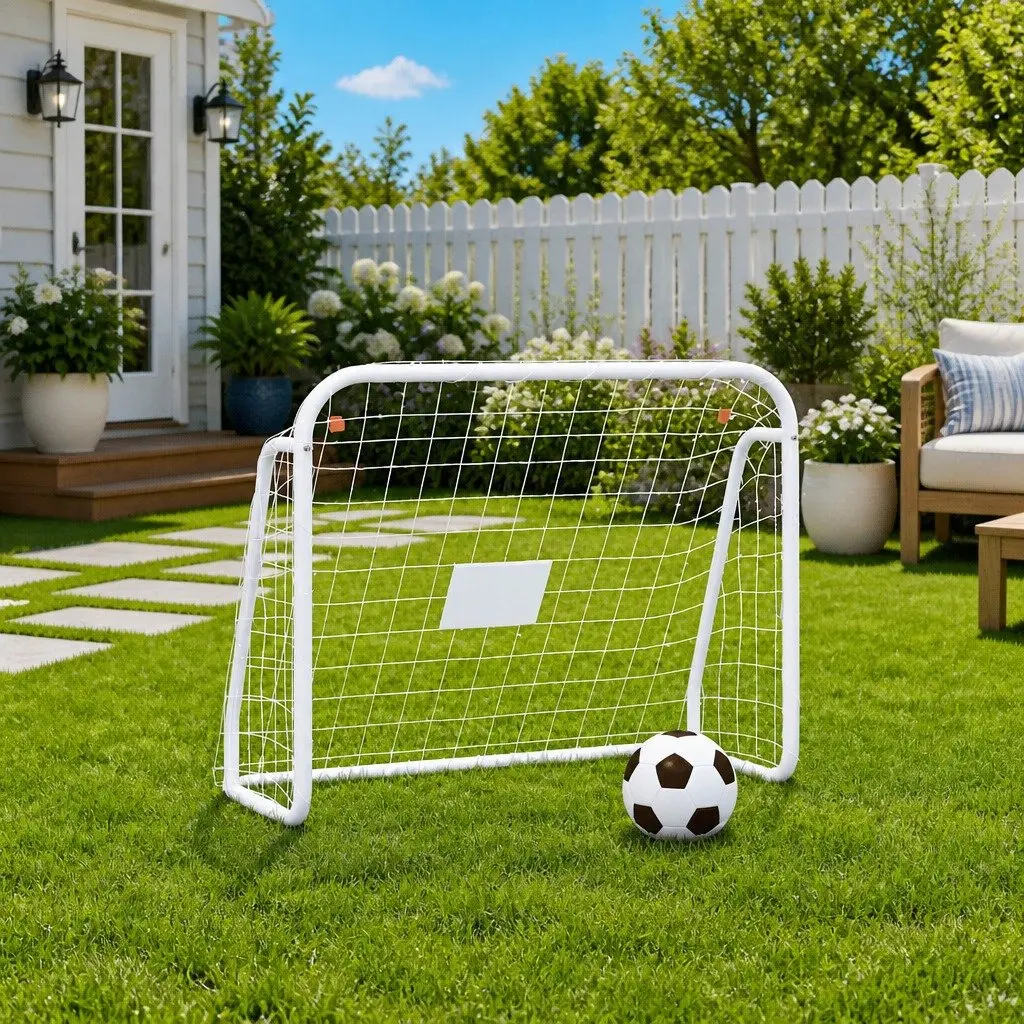 Football Goal White 125x96x60cm Steel Frame Polyester Training