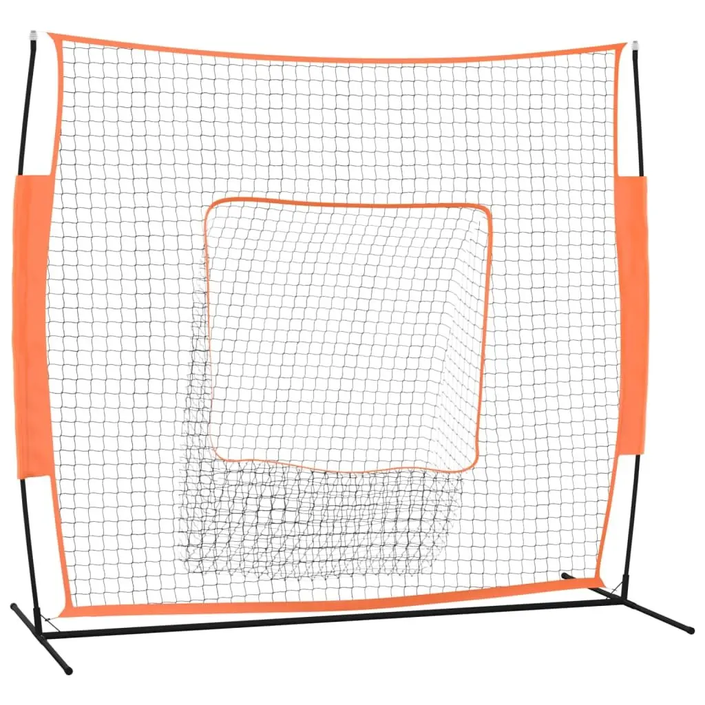 Baseball Practice Net Orange Black Portable Training Aid with Strike Zone Target