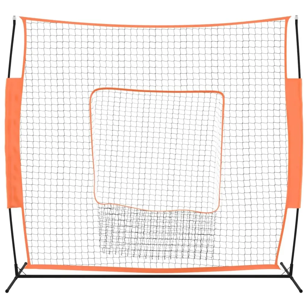 Baseball Practice Net Orange Black Portable Training Aid with Strike Zone Target