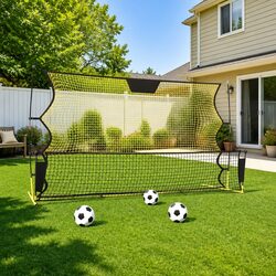 Football Rebounder Net Black and Yellow 183x85x120 cm Soccer Training Rebound