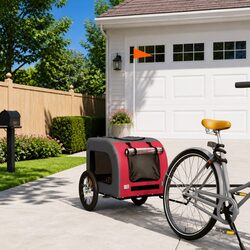 Pet Bike Trailer Red Oxford Fabric Iron Frame Small Dogs Cargo Bicycle