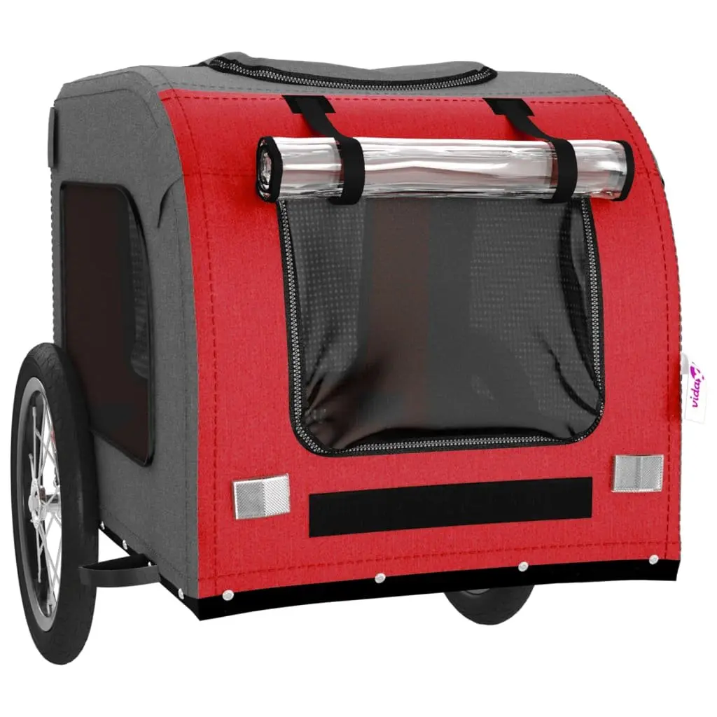 Pet Bike Trailer Red Small Dogs Iron Frame Oxford Fabric
