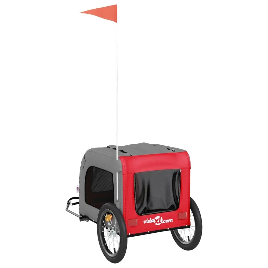 Pet Bike Trailer Red Small Dogs Iron Frame Oxford Fabric