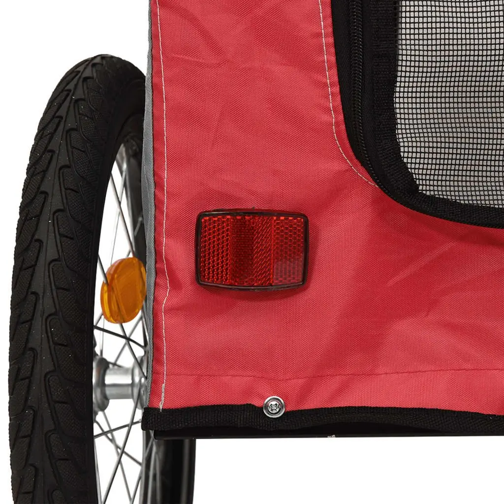 Pet Bike Trailer Red Small Dogs Iron Frame Oxford Fabric