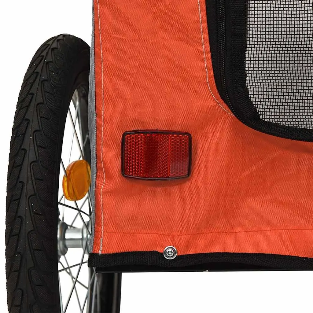 Pet Bike Trailer Orange Grey Small Dogs Oxford Fabric Iron Frame Cycling Cart