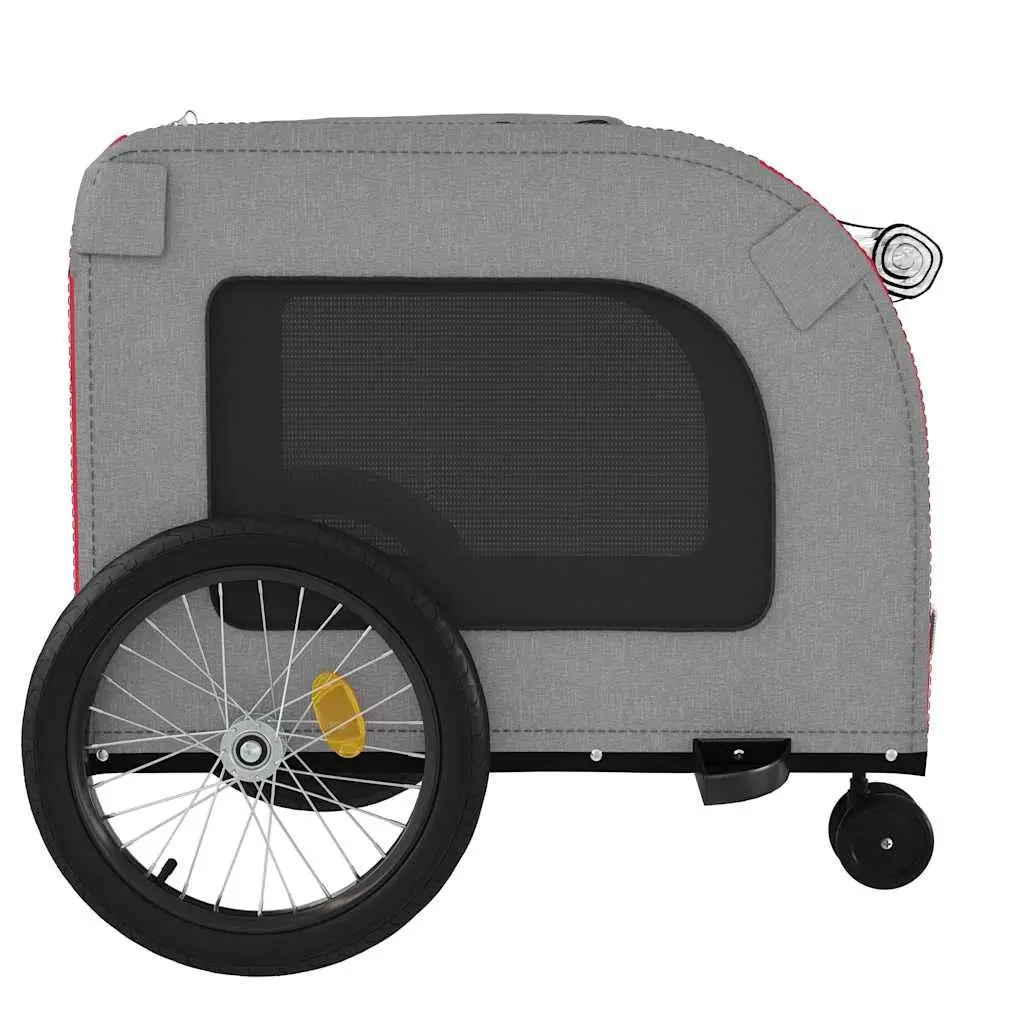 Pet Trailer for Dogs Red Oxford Fabric Iron Frame Mesh Windows Zippered Access