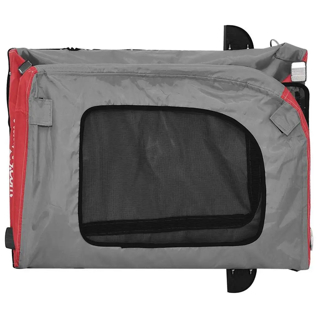 Pet Trailer for Dogs Red Oxford Fabric Iron Frame Mesh Windows Zippered Access