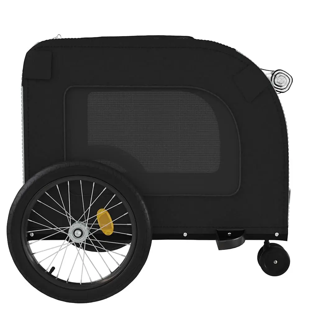 Pet Bike Trailer Black Iron Frame Oxford Fabric Zippered Doors Mesh Windows