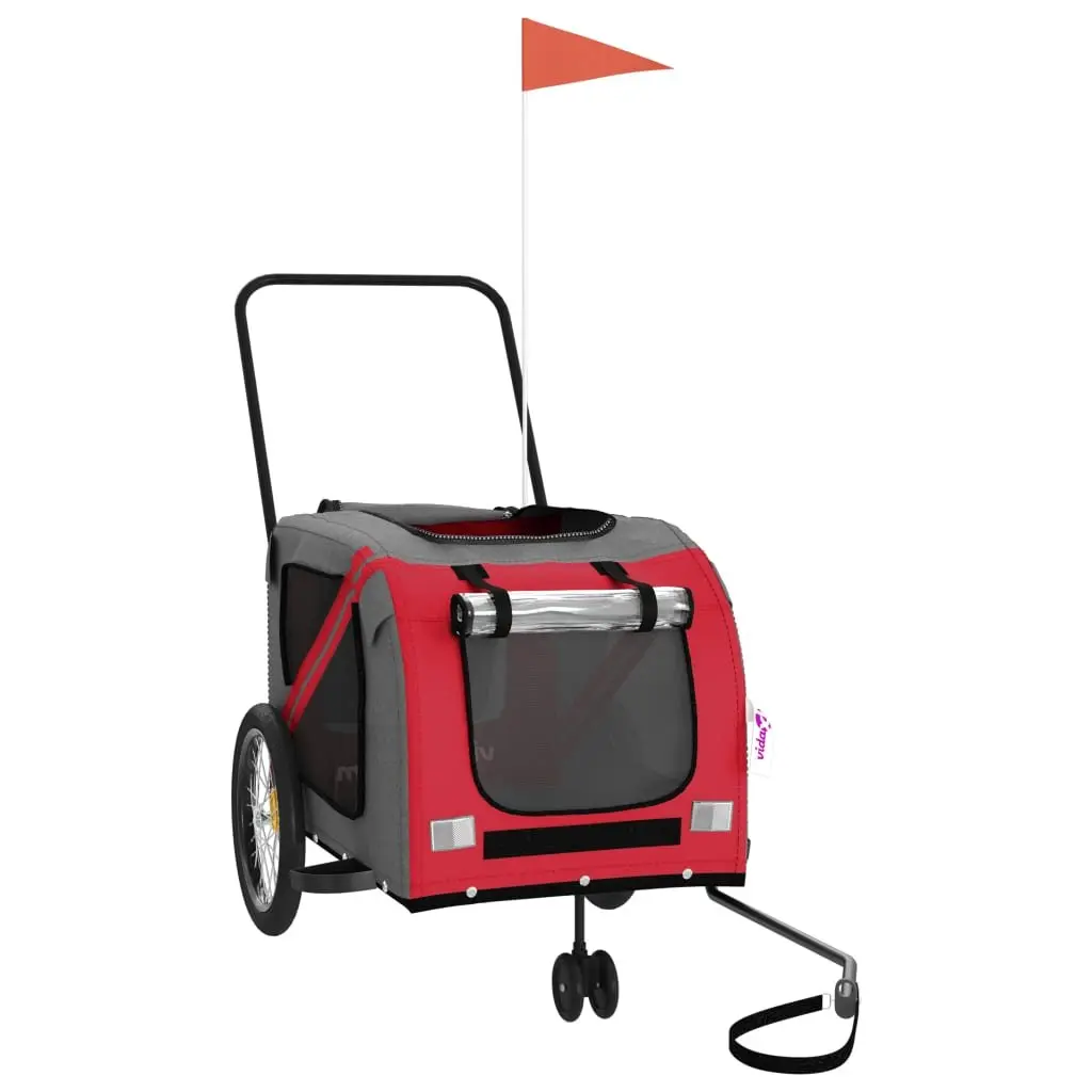 Pet Bike Trailer Red Small Dogs Carrier Oxford Fabric Iron Frame