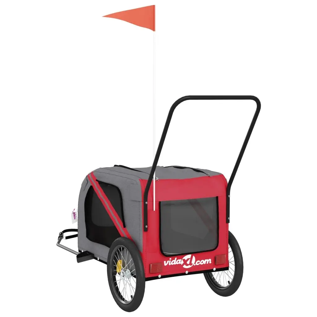 Pet Bike Trailer Red Small Dogs Carrier Oxford Fabric Iron Frame
