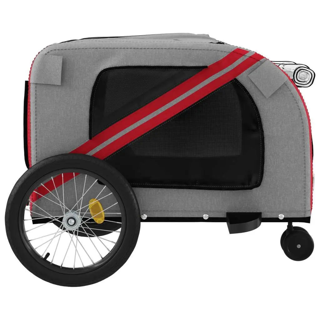 Pet Bike Trailer Red Small Dogs Carrier Oxford Fabric Iron Frame