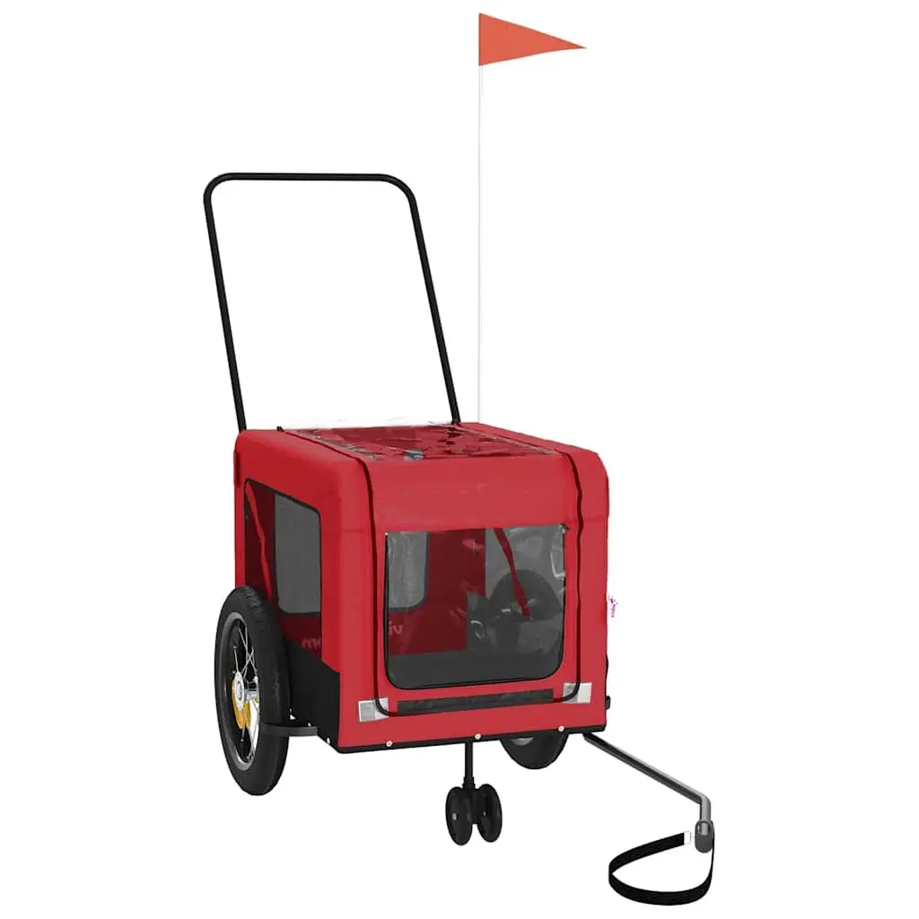Pet Bike Trailer Red Small Dogs Iron Frame Oxford Fabric Cargo Carrier