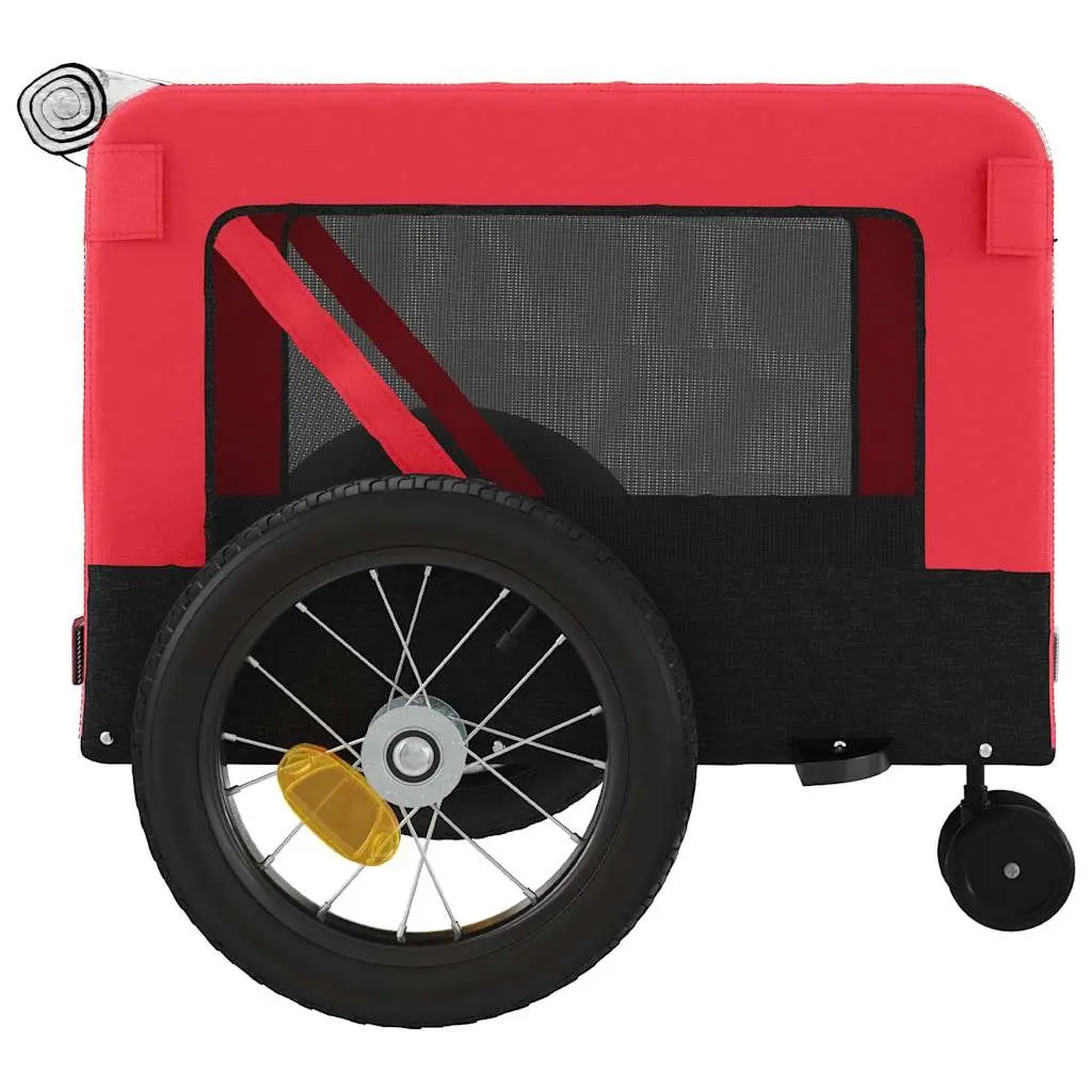 Pet Bike Trailer Red Small Dogs Iron Frame Oxford Fabric Cargo Carrier