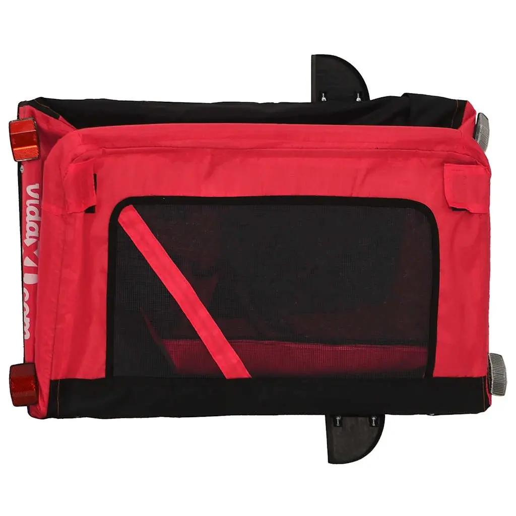 Pet Bike Trailer Red Small Dogs Iron Frame Oxford Fabric Cargo Carrier
