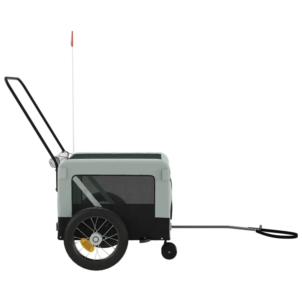 Pet Bike Trailer Grey Small Dogs Carrier Bicycle Cargo Trolley with Push Bar