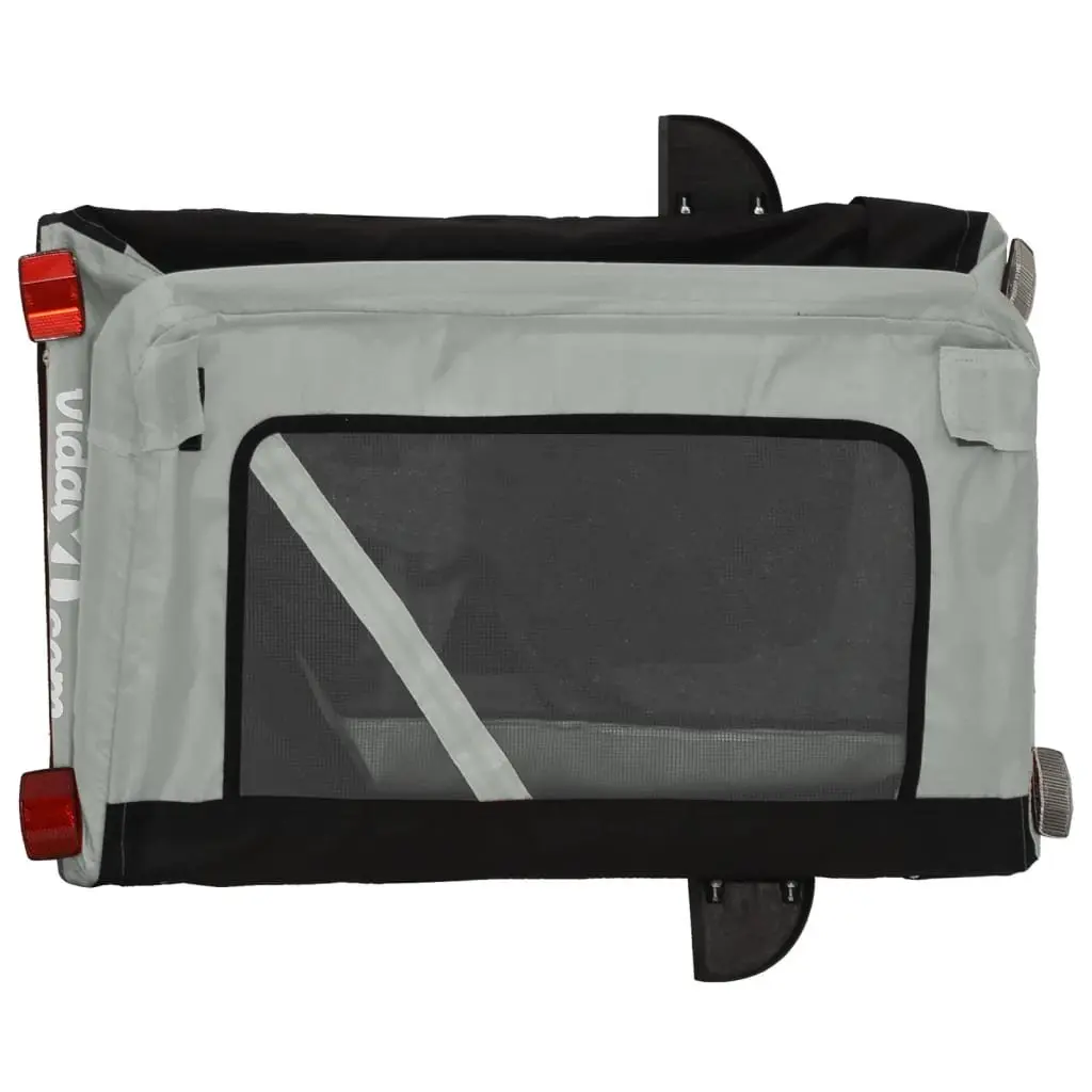 Pet Bike Trailer Grey Small Dogs Carrier Bicycle Cargo Trolley with Push Bar