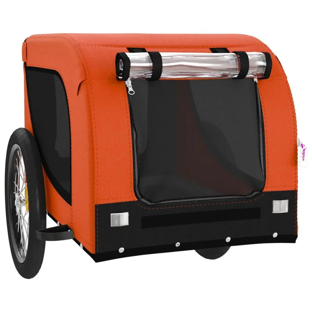 Pet Bike Trailer Orange Small Dogs Iron Frame Oxford Fabric