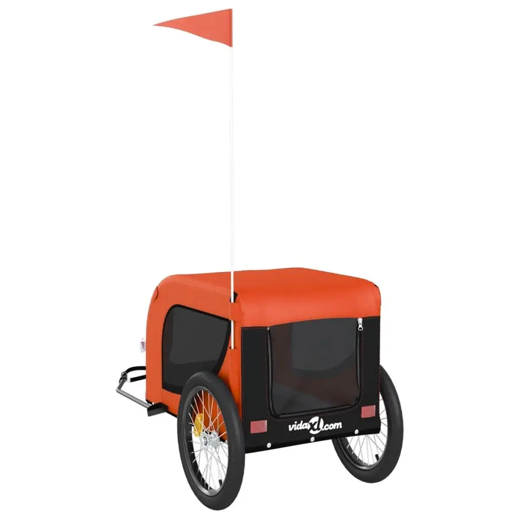 Pet Bike Trailer Orange Small Dogs Iron Frame Oxford Fabric