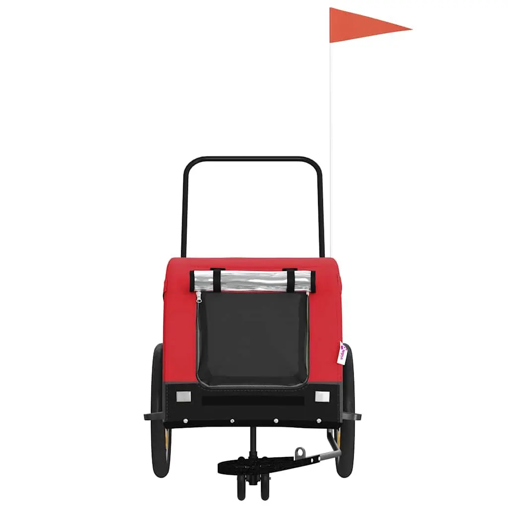 Pet Bike Trailer Red Small Iron Frame Mesh Windows Zippered Doors