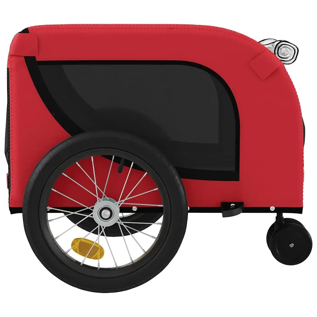 Pet Bike Trailer Red Small Iron Frame Mesh Windows Zippered Doors