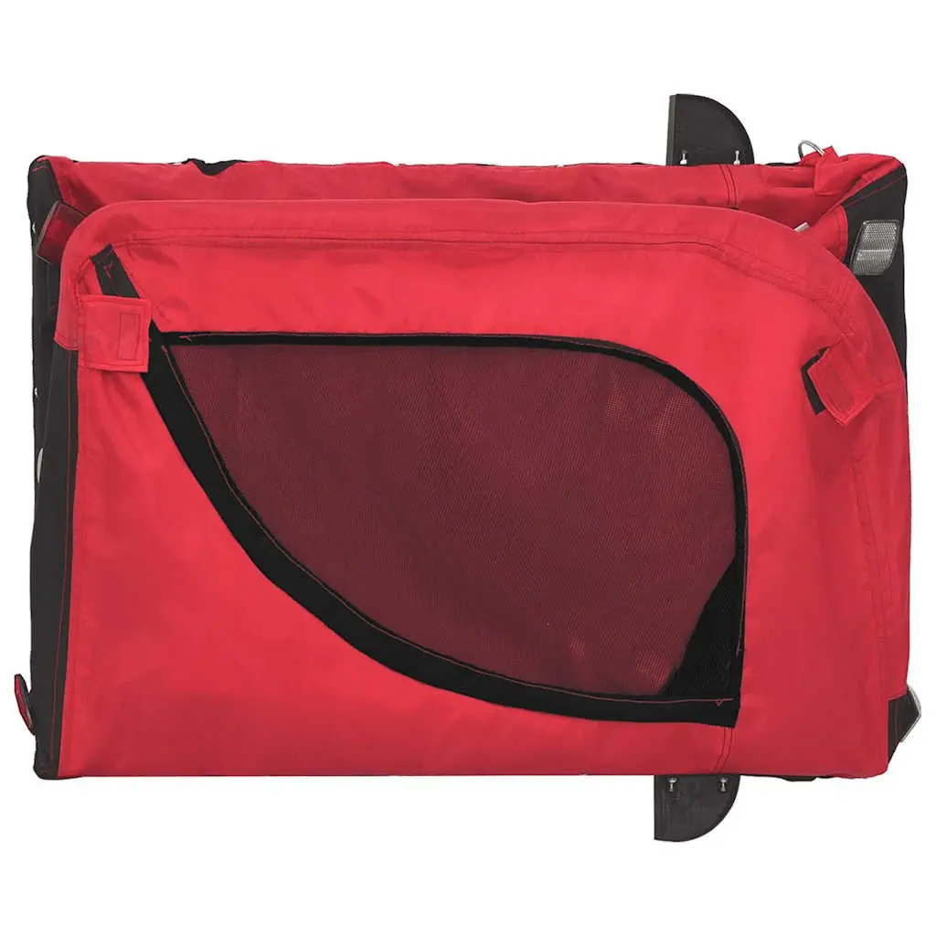 Pet Bike Trailer Red Small Iron Frame Mesh Windows Zippered Doors