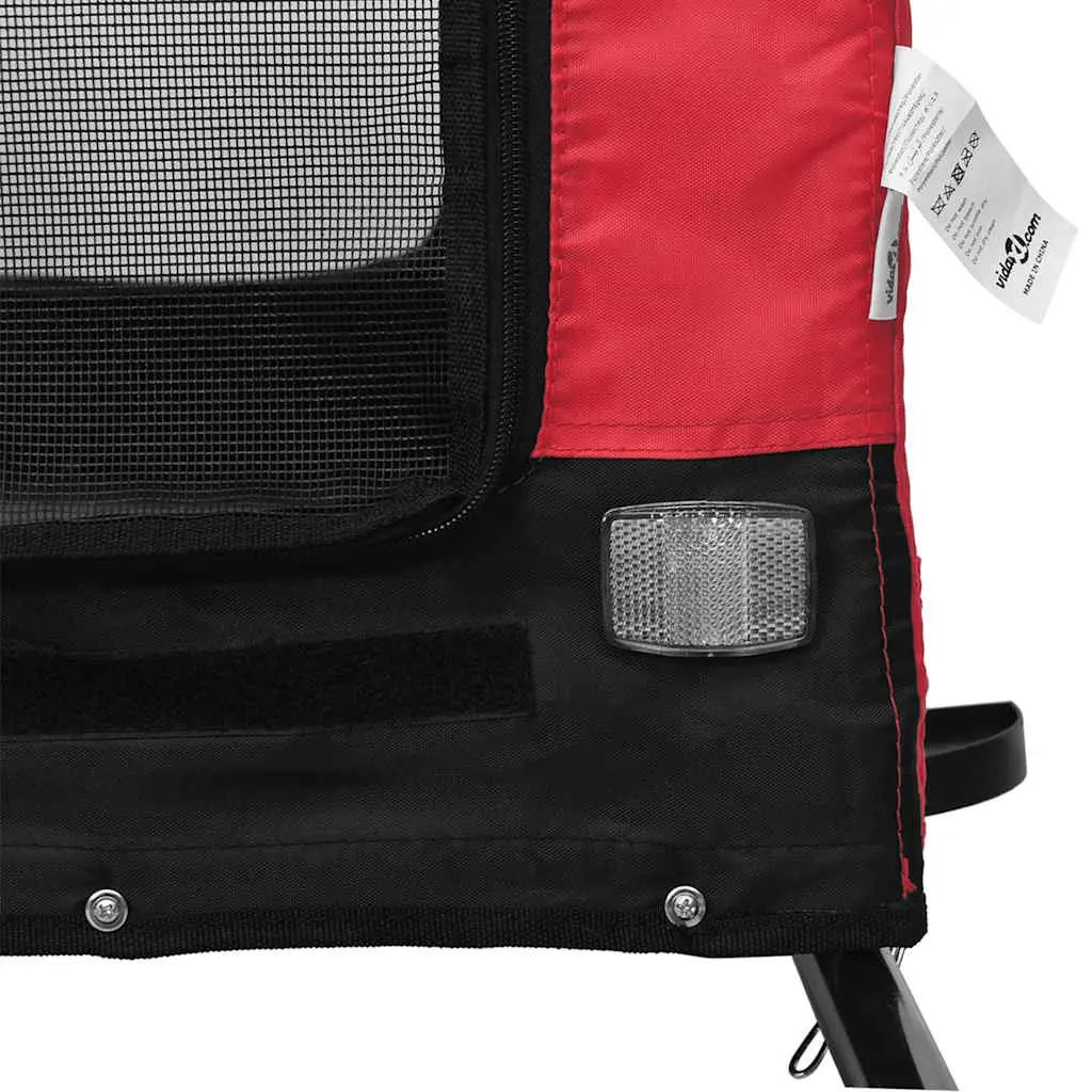 Pet Bike Trailer Red Small Iron Frame Mesh Windows Zippered Doors