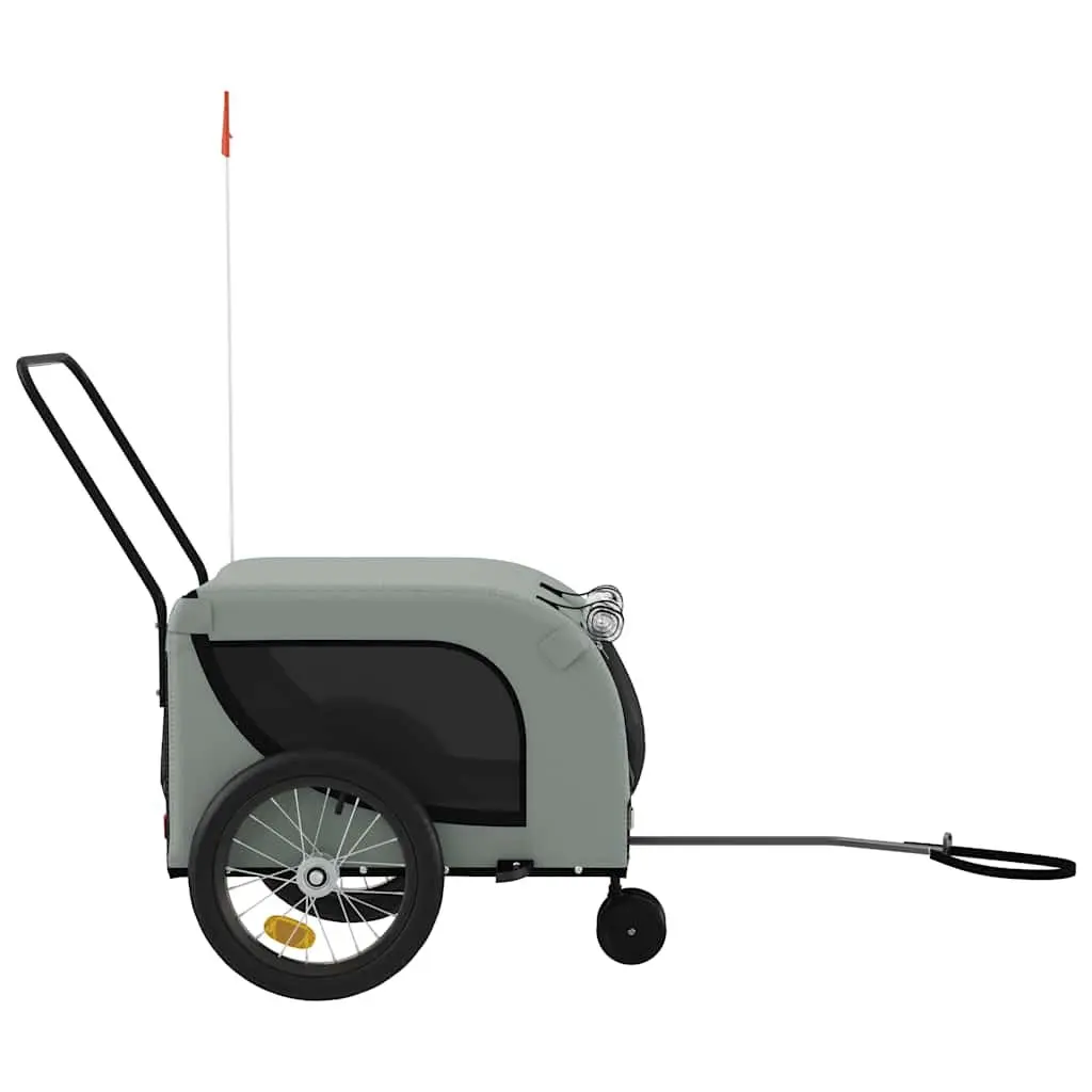 Pet Bike Trailer Grey Oxford Fabric Iron Frame for Small Dogs Cats