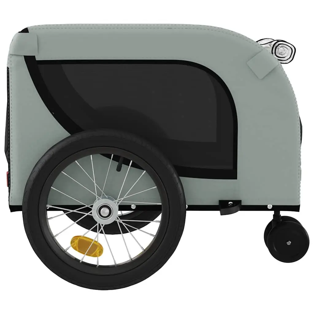 Pet Bike Trailer Grey Oxford Fabric Iron Frame for Small Dogs Cats