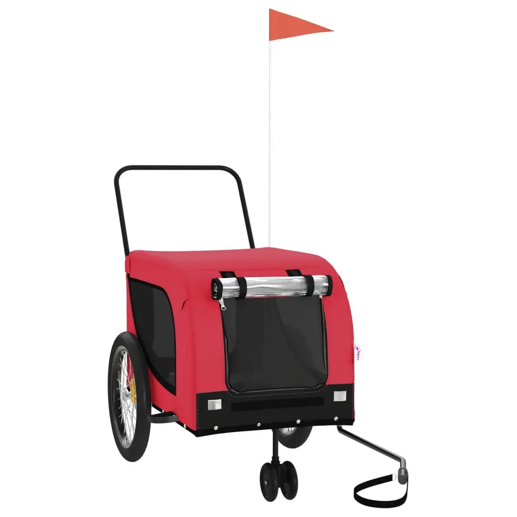 Pet Bike Trailer Red Oxford Fabric Iron Frame Cargo Cart Small Dogs Pets