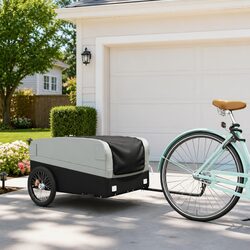 Compact Grey Bike Trailer with 45kg Cargo Capacity