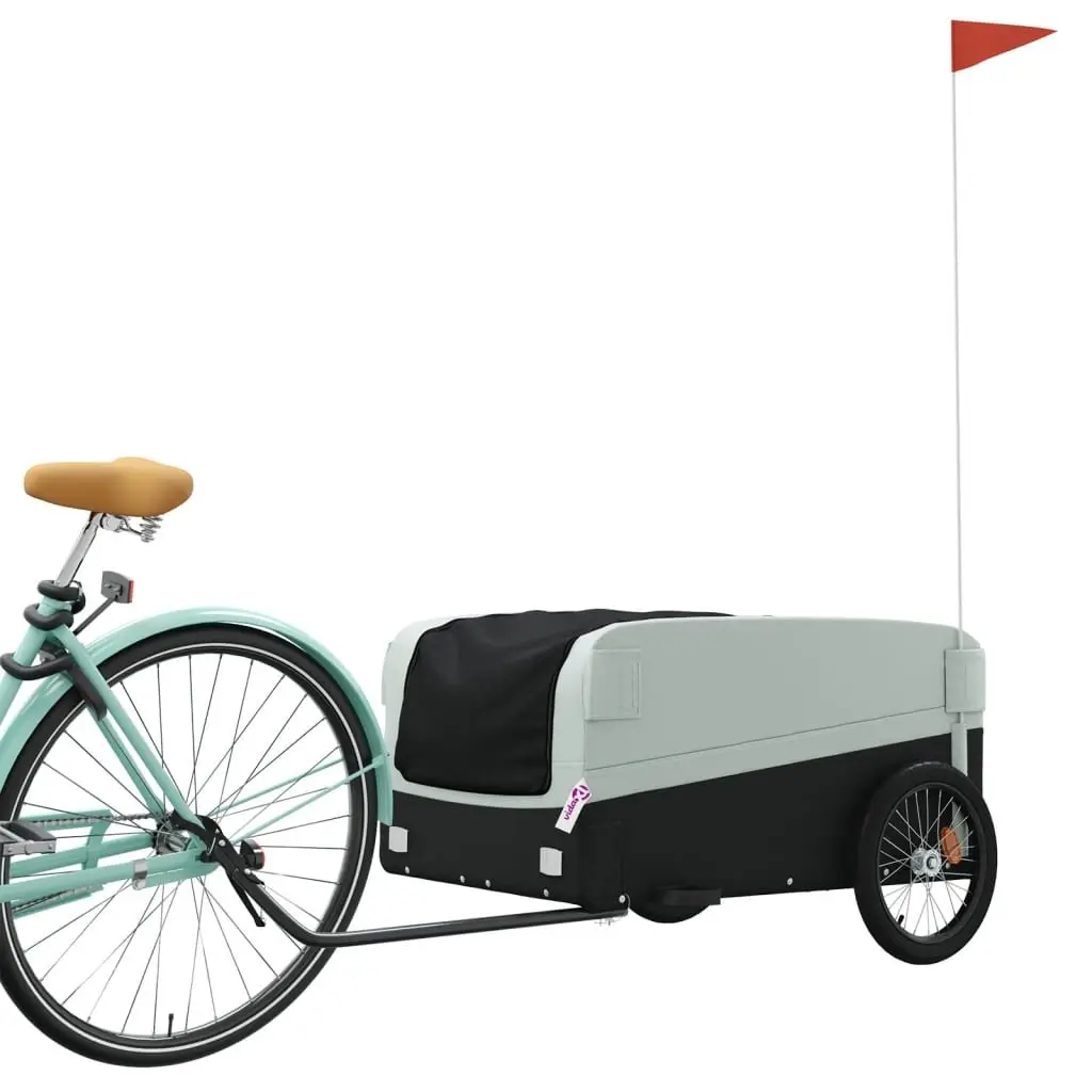 Bike Trailer Grey Iron 45kg Load Capacity Durable Cargo Hauling Tow Bar
