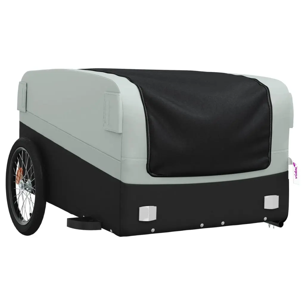 Bike Trailer Grey Iron 45kg Load Capacity Durable Cargo Hauling Tow Bar