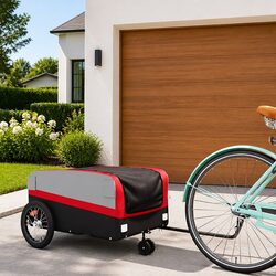 Bike Trailer Red Iron Heavy Duty Cargo Cart 45kg Load Capacity Tow Bar Safety