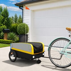 Bike Trailer Yellow Heavy Duty Cargo Cart 45kg Load Capacity Bicycle Hauler
