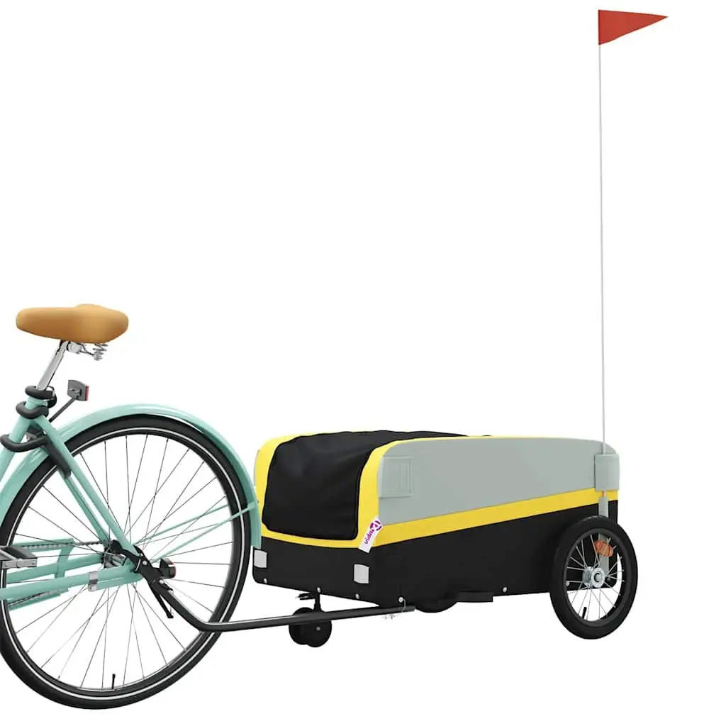 Heavy Duty Bike Trailer Yellow Iron Cargo Cart 45kg Load Capacity for Transporting Goods